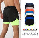 Shorts de ginástica masculinos para corrida com bolsos internos