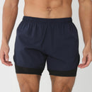 Shorts de ginástica masculinos para corrida com bolsos internos