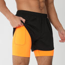 Shorts de ginástica masculinos para corrida com bolsos internos