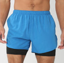 Shorts de ginástica masculinos para corrida com bolsos internos
