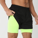 Shorts de ginástica masculinos para corrida com bolsos internos