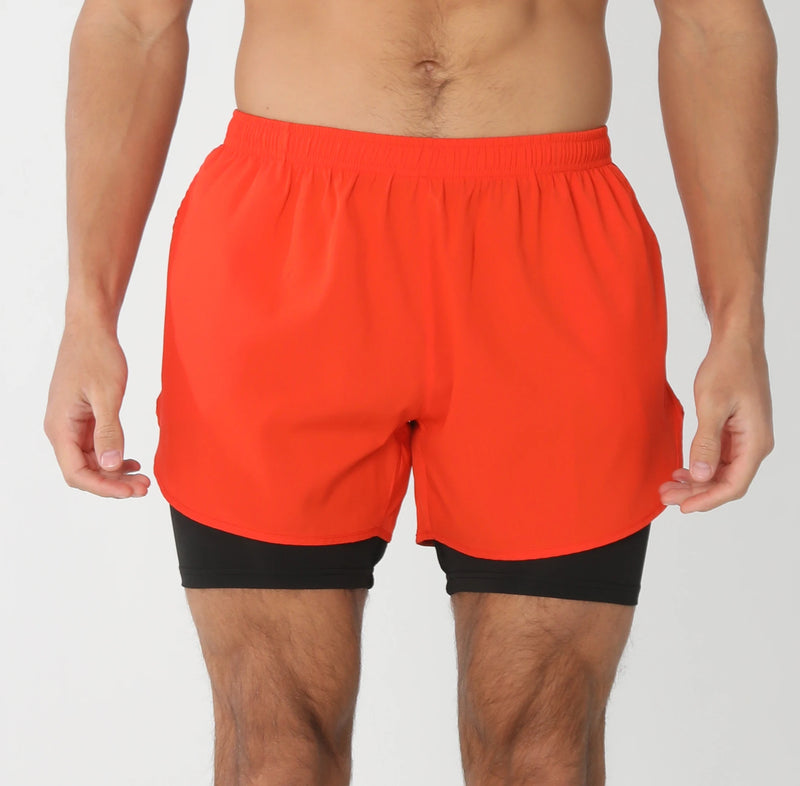 Shorts de ginástica masculinos para corrida com bolsos internos