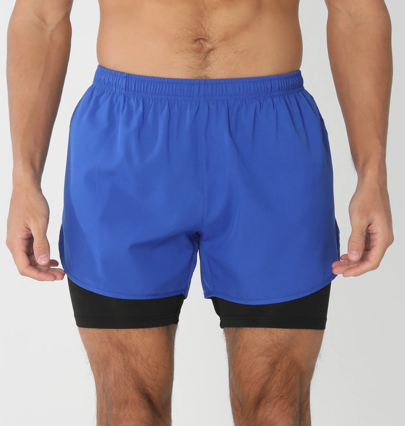 Shorts de ginástica masculinos para corrida com bolsos internos