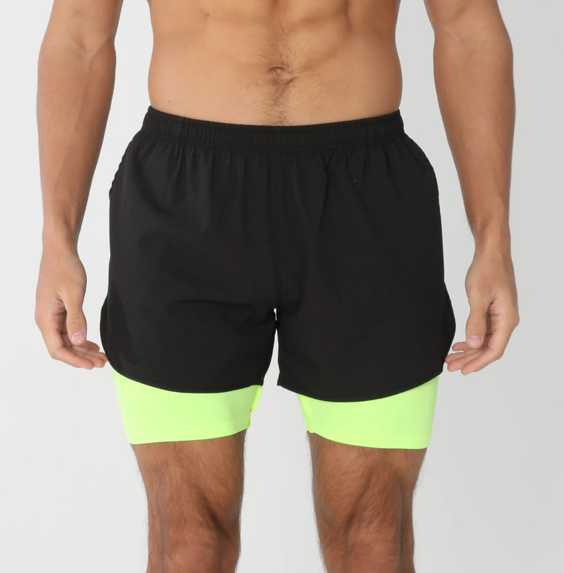 Shorts de ginástica masculinos para corrida com bolsos internos