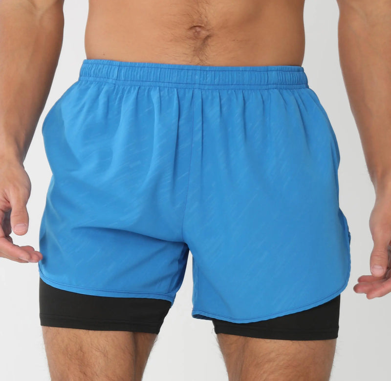 Shorts de ginástica masculinos para corrida com bolsos internos